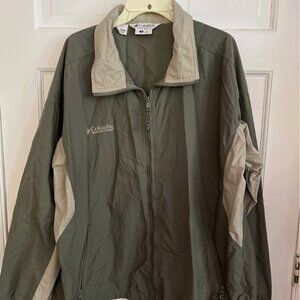 Columbia Men's Jacket Full Zip Waterproof Rain Outdoor Trail Green Beige XL